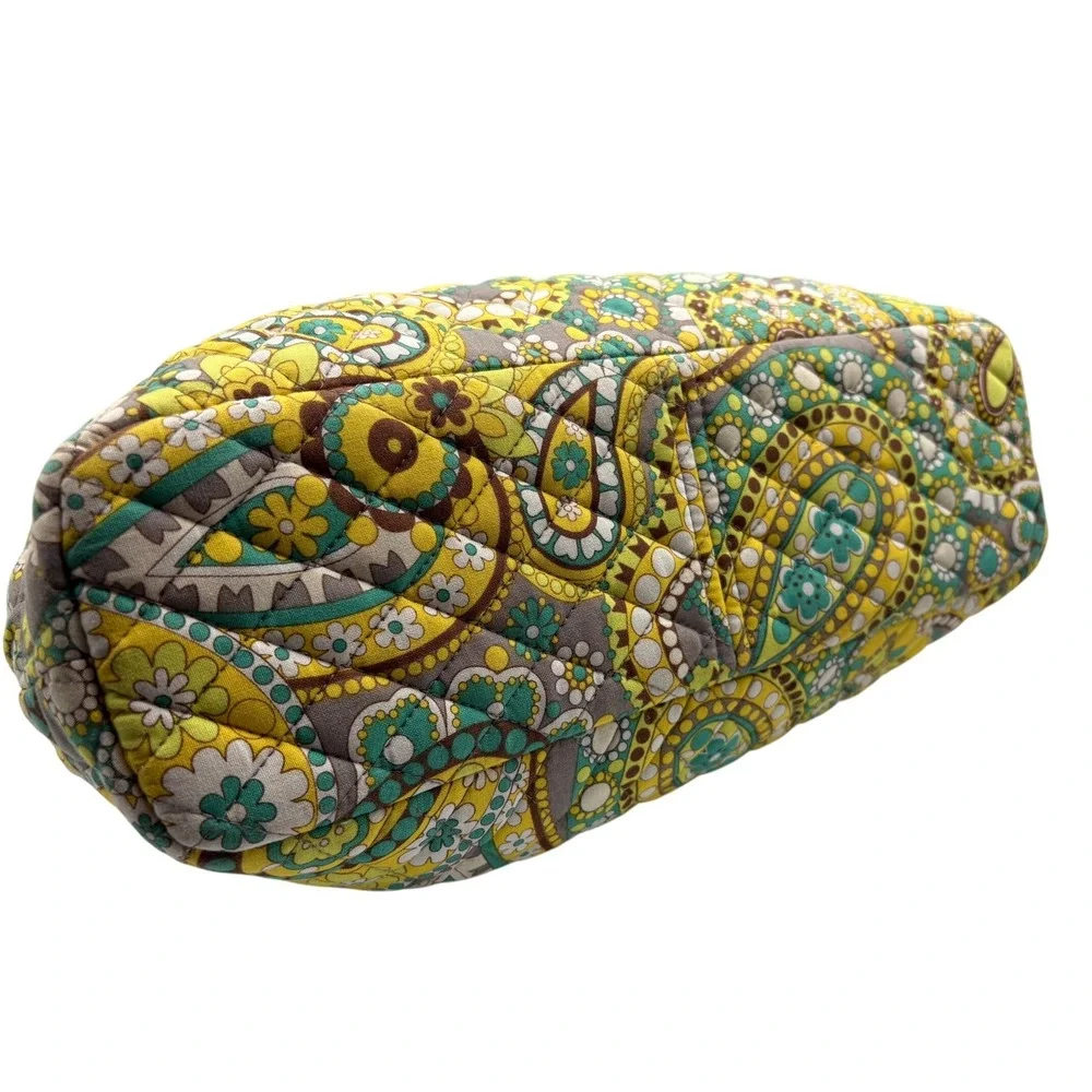Vera‎ Bradley Frame Bag Womens Medium Yellow Green Paisley Excellent Kiss Lock